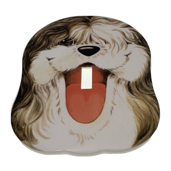 Light Switch Cover White and Grey dog Avon Playful Pups 1981 original box - Picture 2 of 11